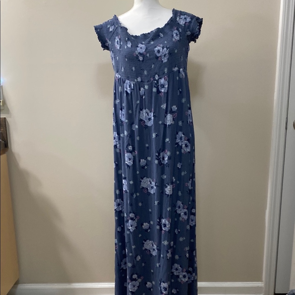 SO Blue Flutter Sleeve Maxi Sundress